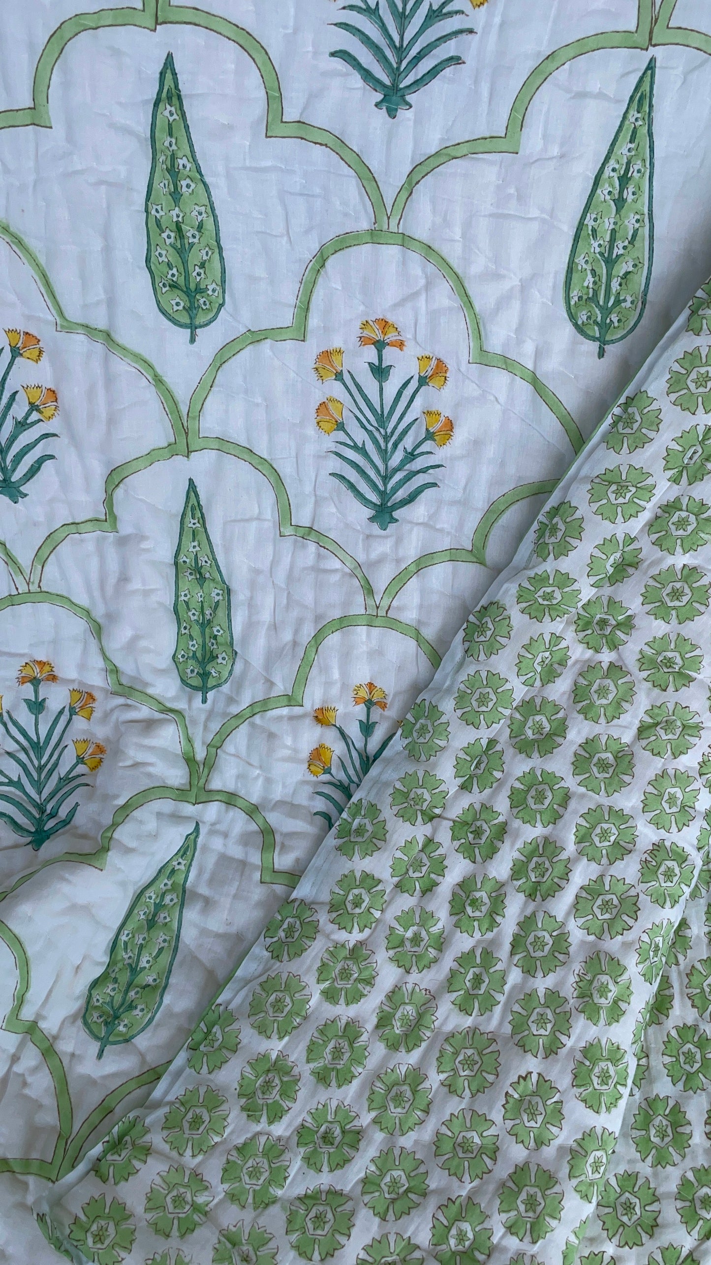 Sunflower Hand Block Printed Double Quilt