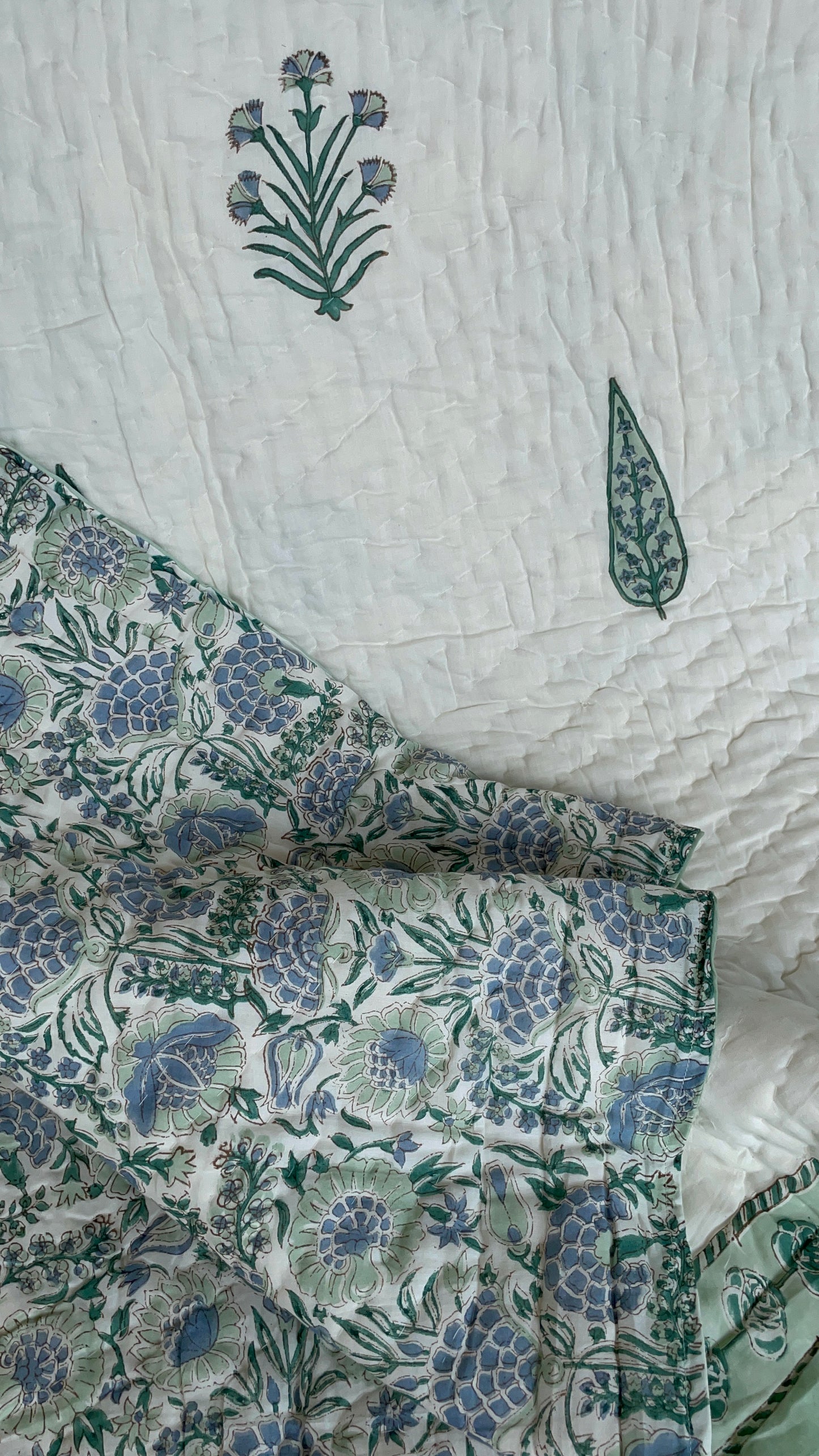 Lillies & Roses Hand Block Printed Double Quilt