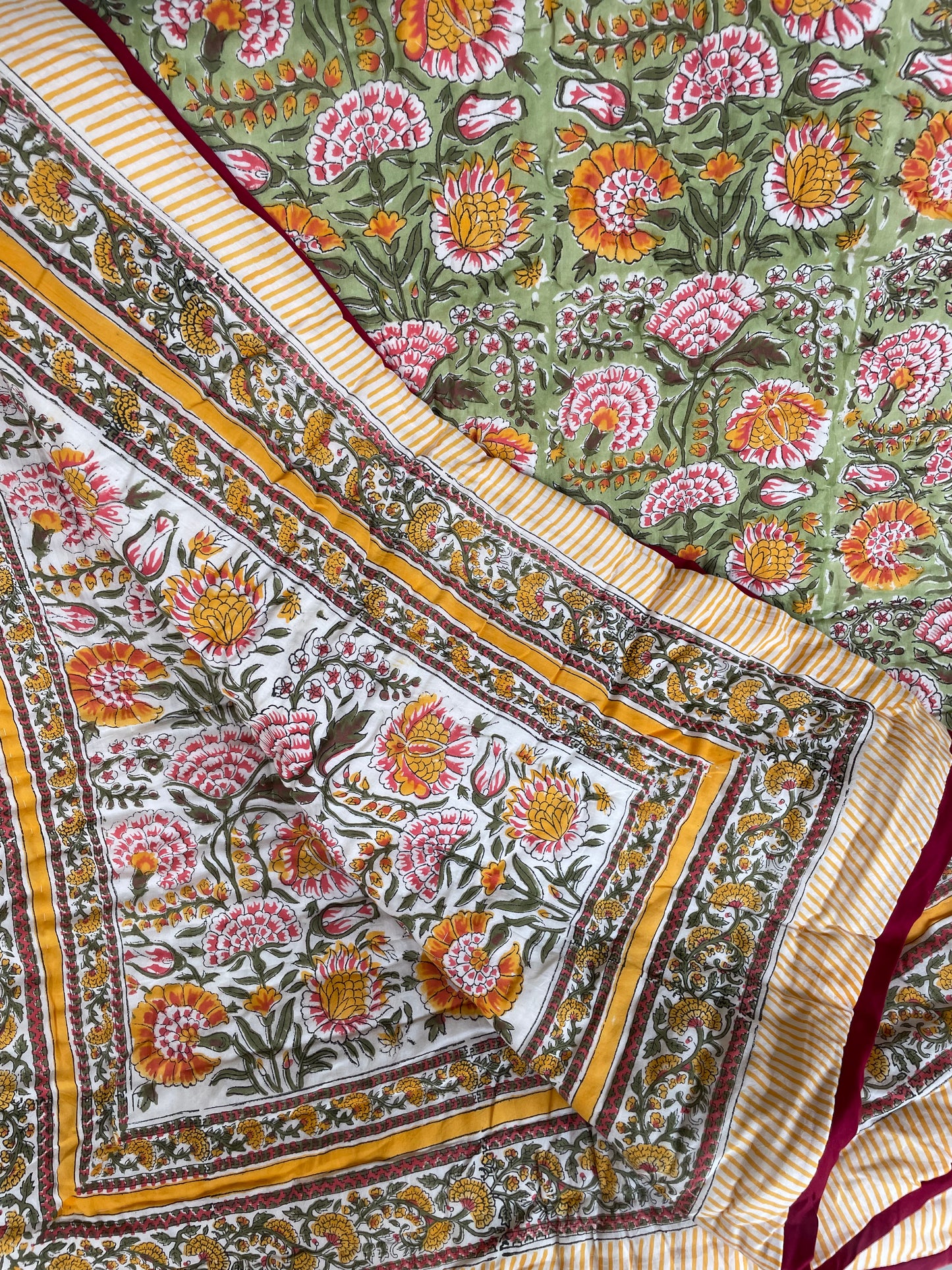 Marigold Hand Block Printed Double Quilt