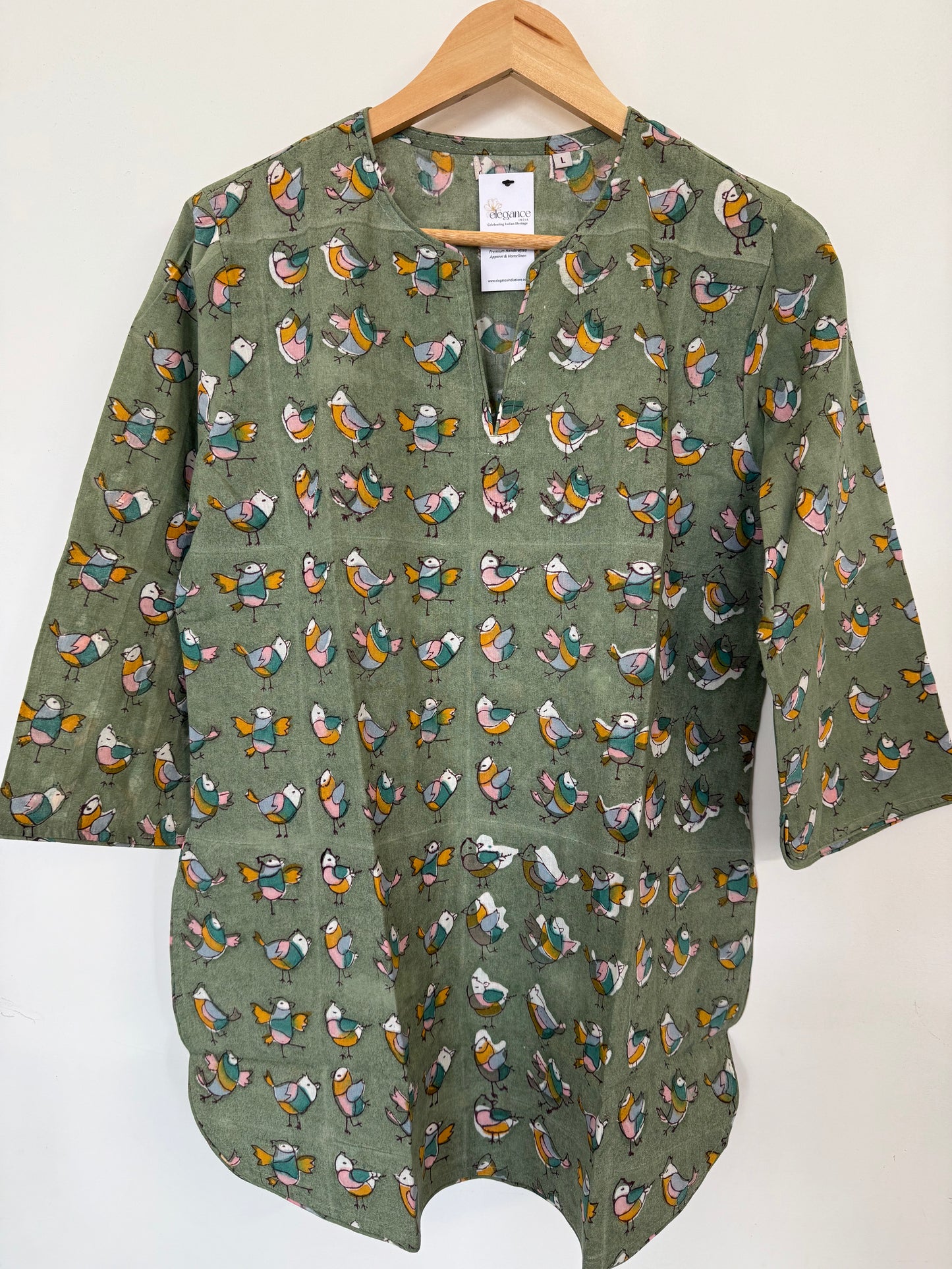 Hand Block Printed Night Suit: Green
