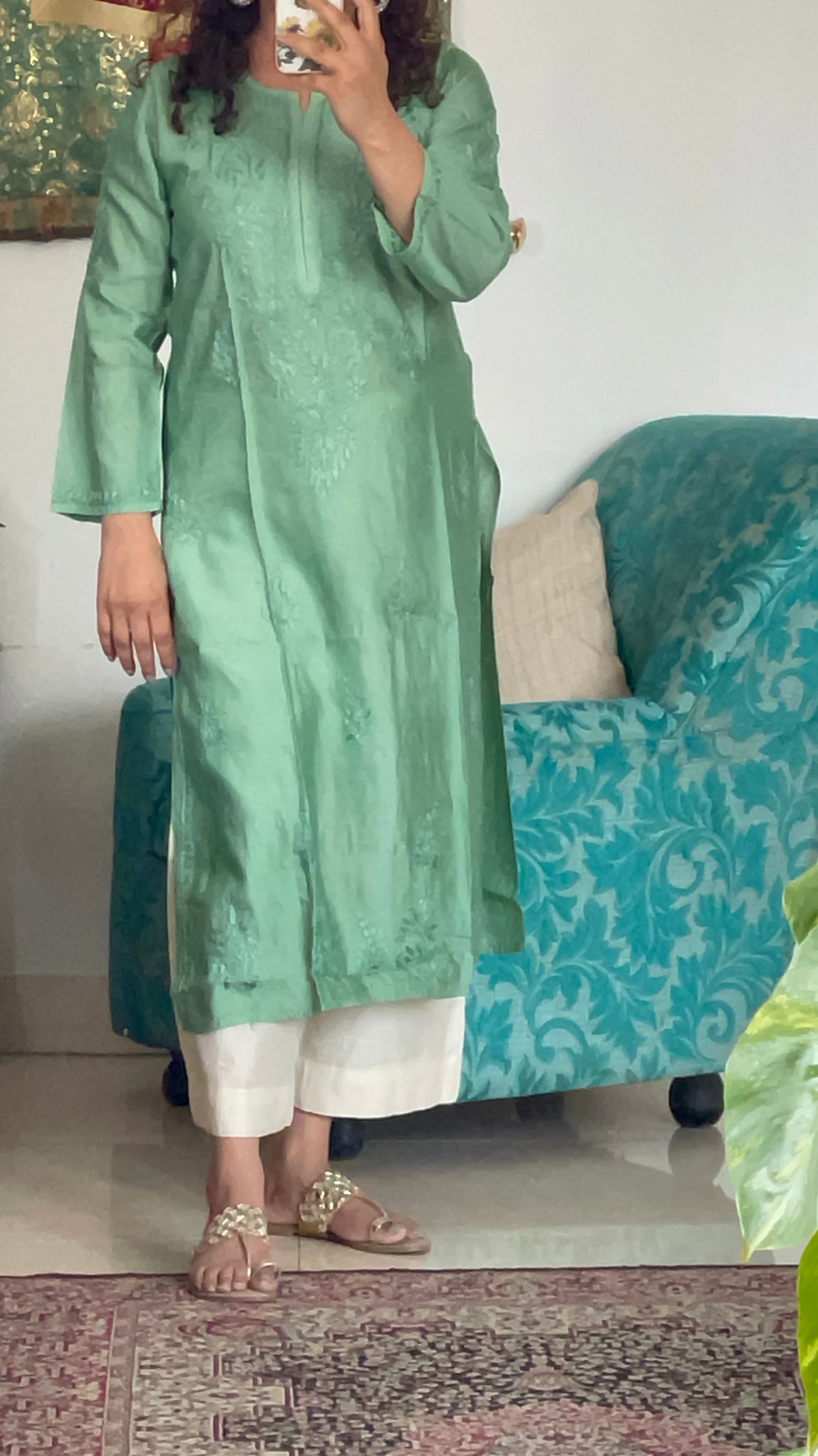 Chikankari Chanderi Kurta