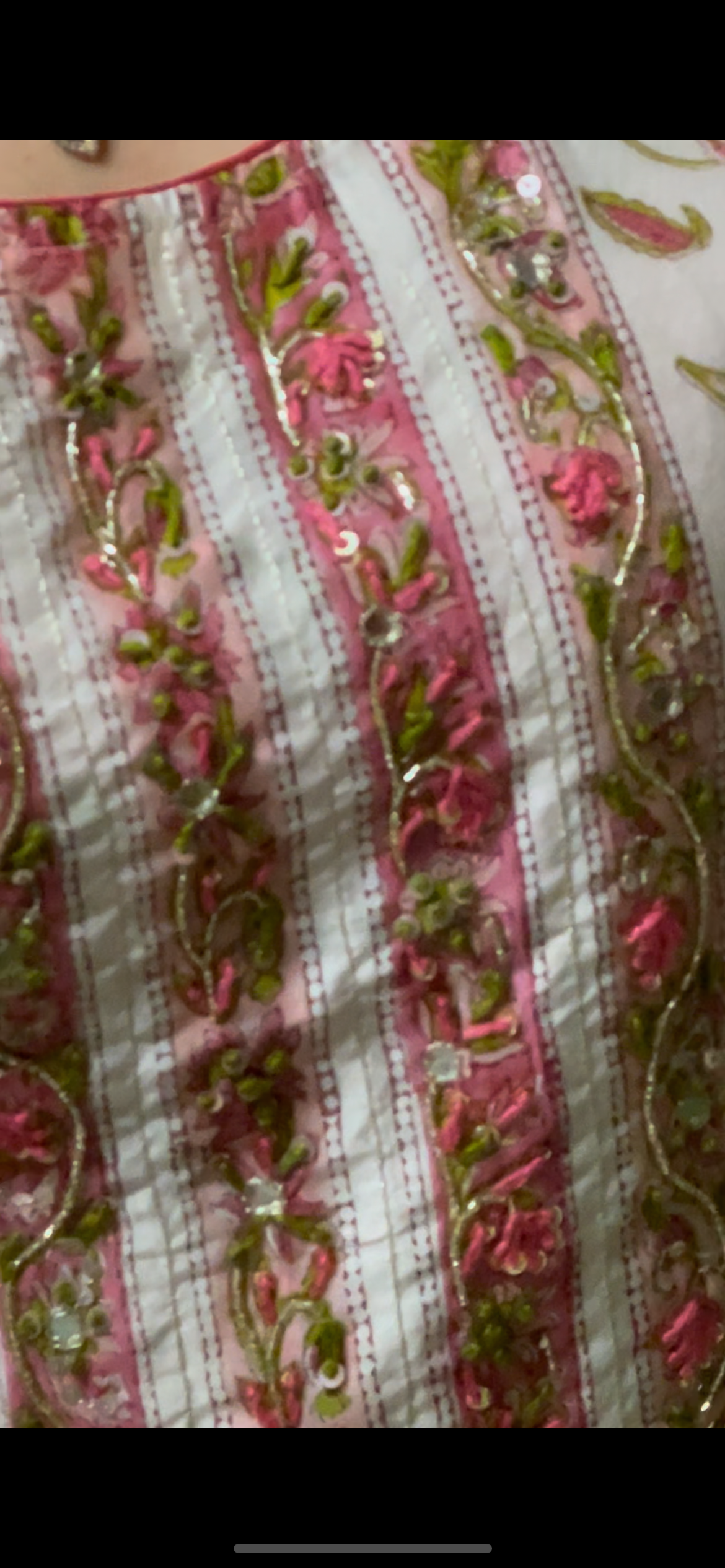 Hand Block Printed Cotton Silk Suit Set: Peach floral
