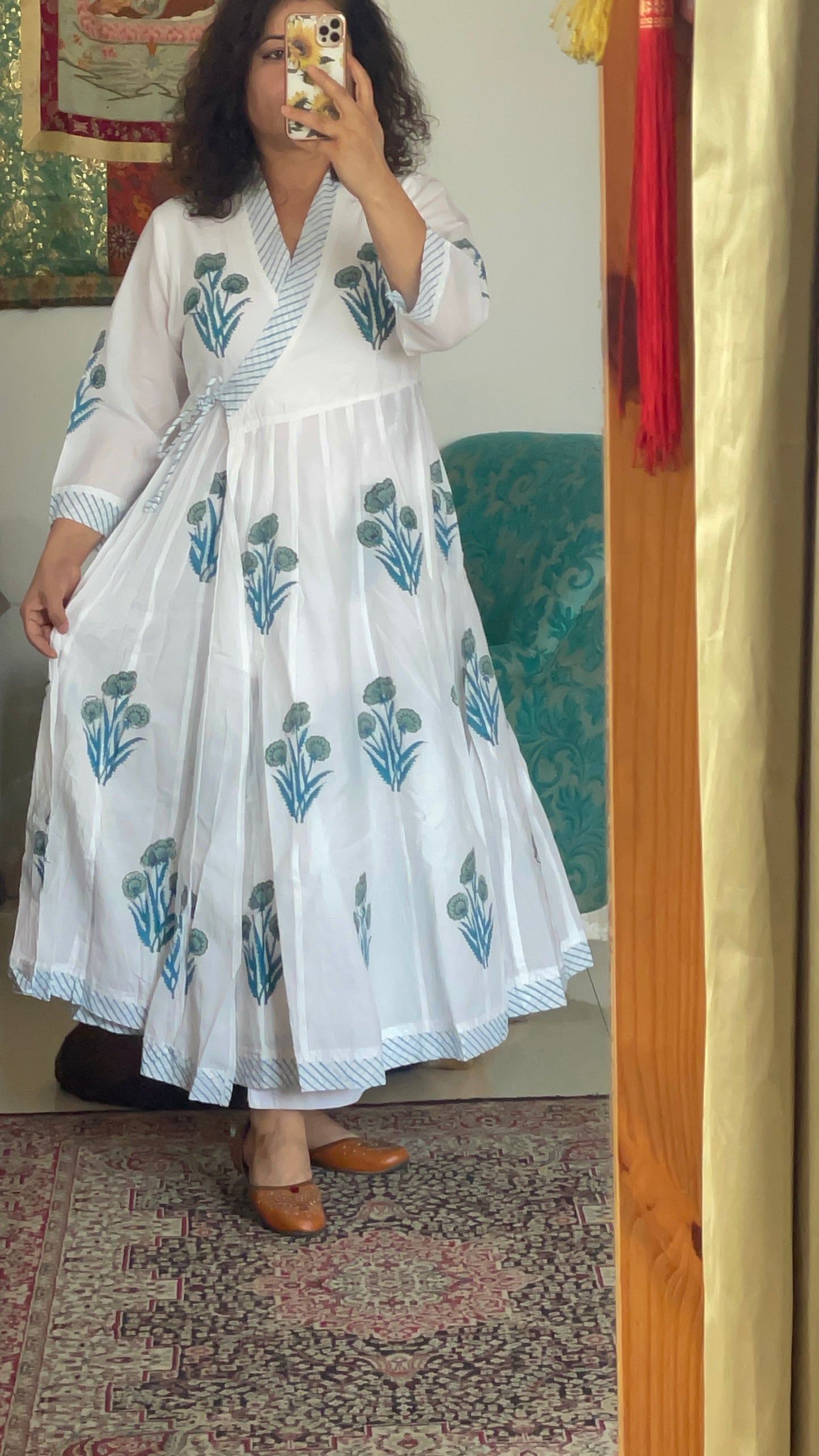 Block Print Kali Angarkha Kurta