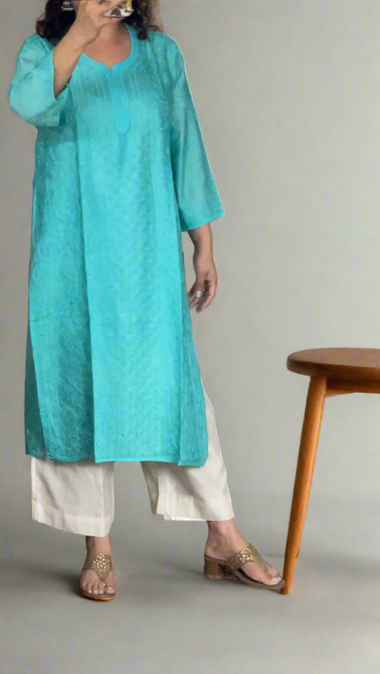 Chikankari Chanderi Jaal Kurta