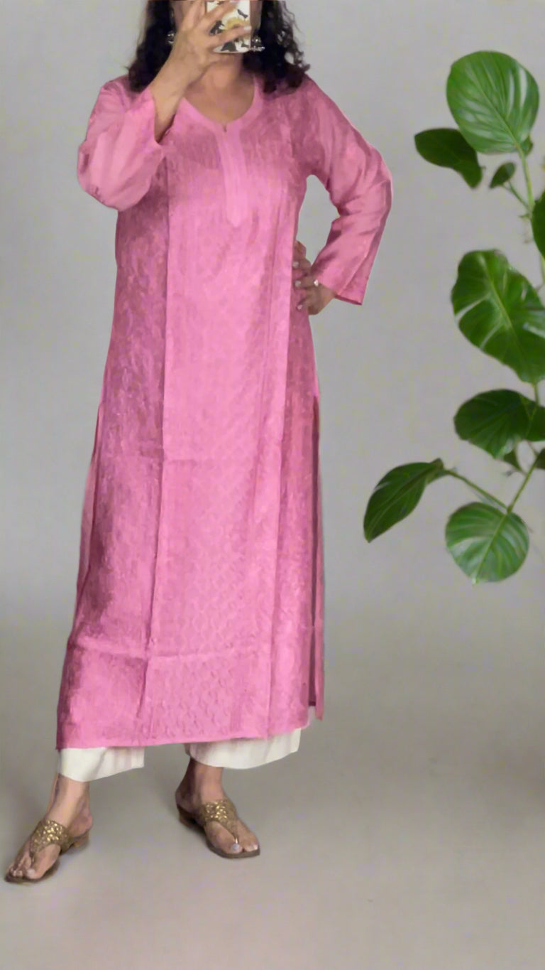 Chikankari Chanderi Jaal Kurta