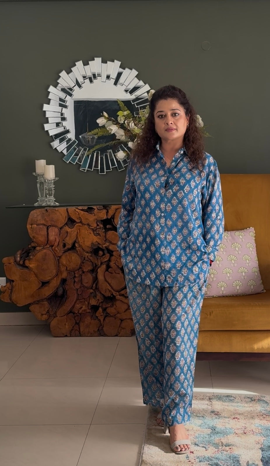 Block Print Co-ord Set: Blue Buti