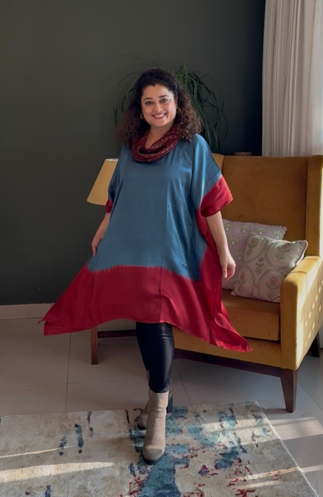 Tie & Dye Modal Cowl Neck Kaftan