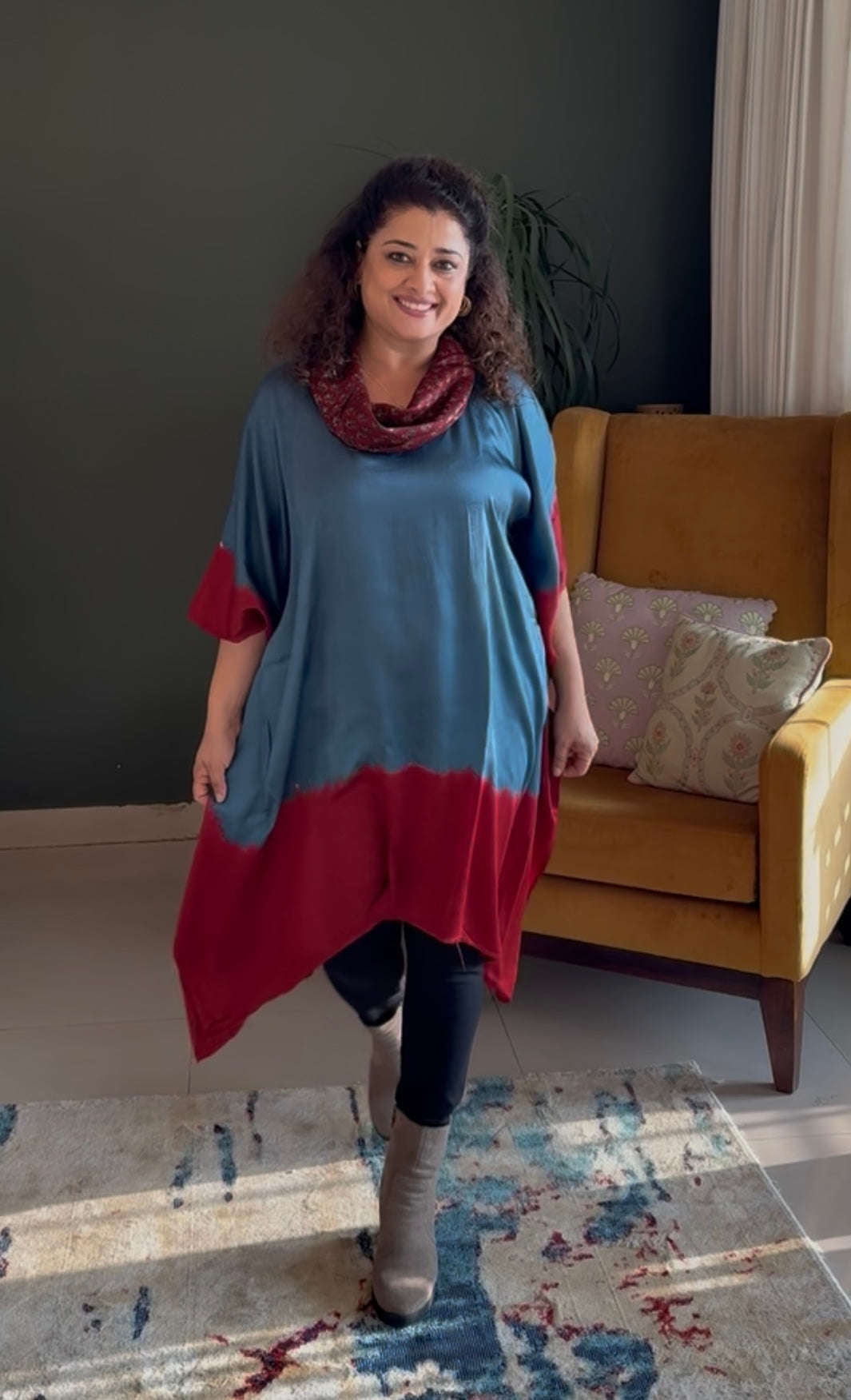 Tie & Dye Modal Cowl Neck Kaftan