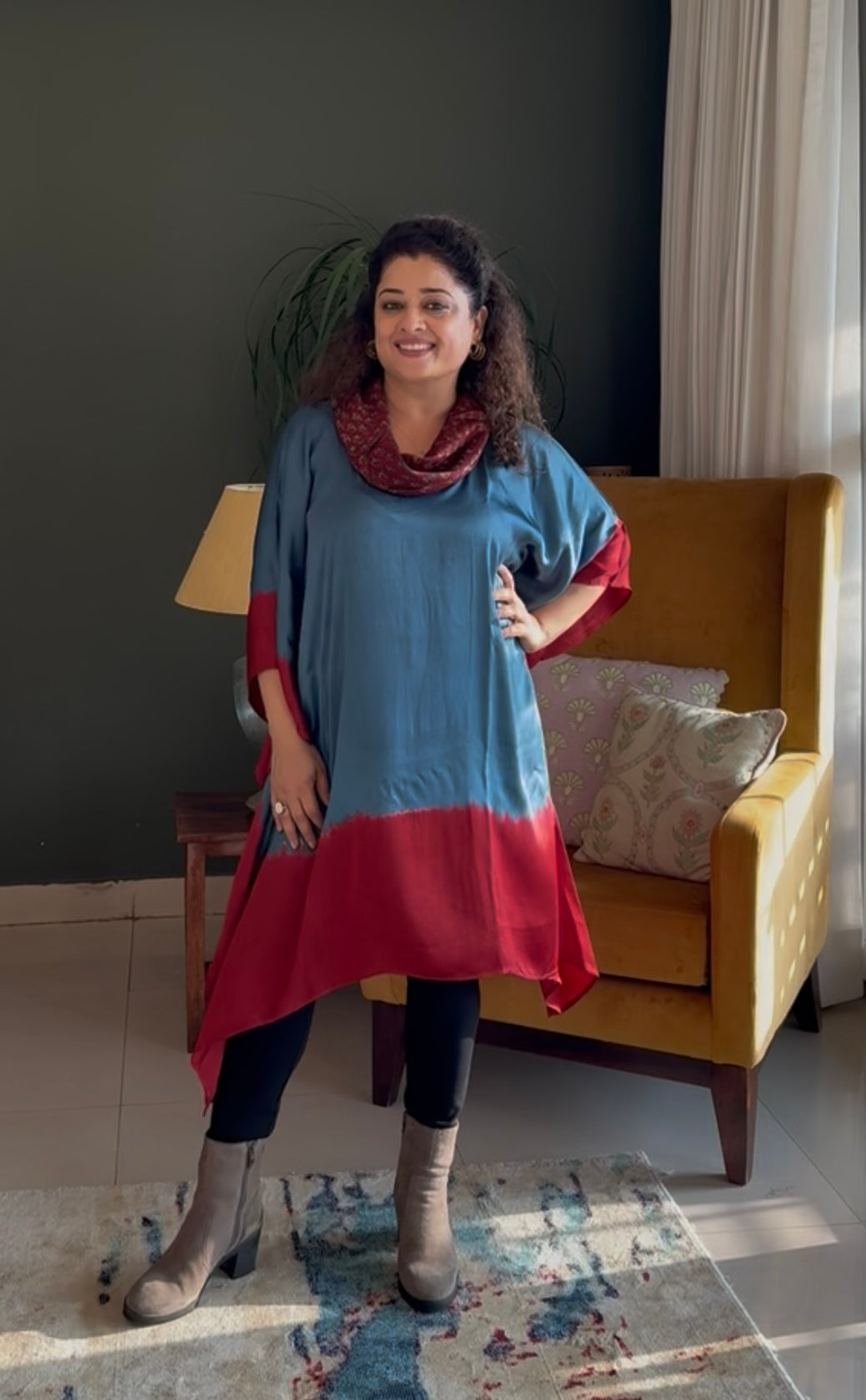 Tie & Dye Modal Cowl Neck Kaftan