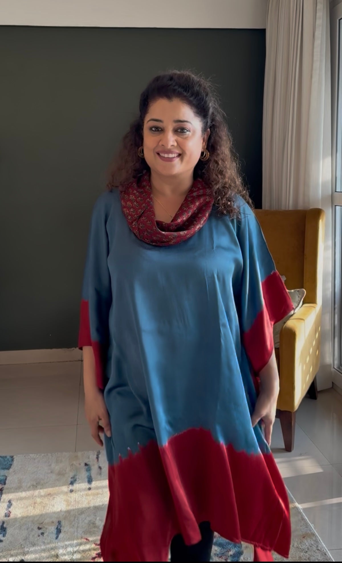 Tie & Dye Modal Cowl Neck Kaftan