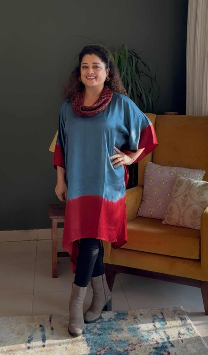 Tie & Dye Modal Cowl Neck Kaftan