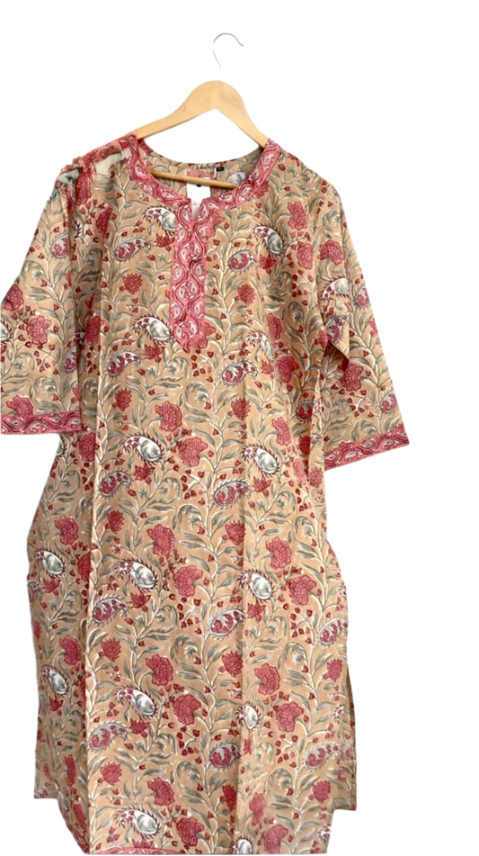Block Print Straight Kurta -4