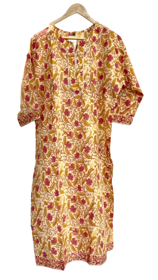 Block Print Straight Kurta -1