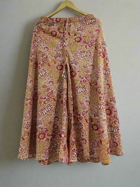 Hand Block Printed Palazzo: Pink