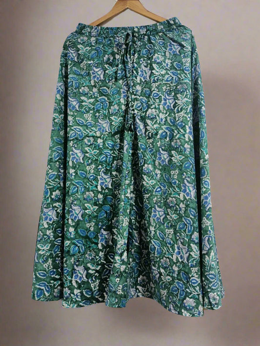 Hand Block Printed Palazzo: Green