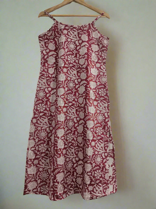 Hand Block Printed Strappy Kurta: Red