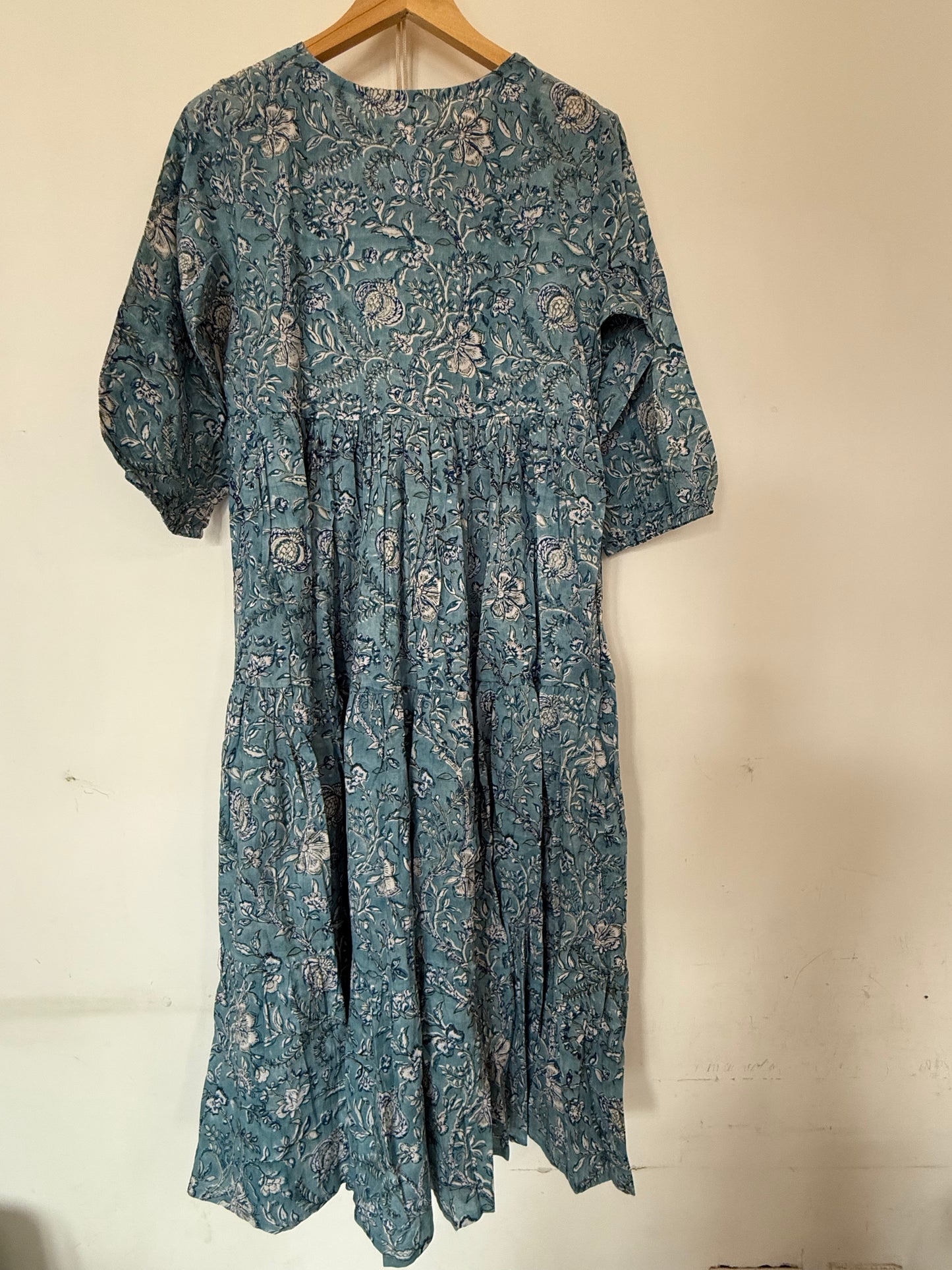 Hand Block Printed Cotton Tiered Dress