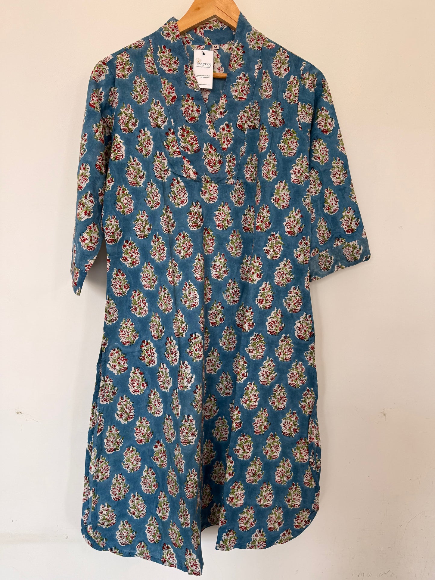 Hand Block Printed Classic Kurta: Blue
