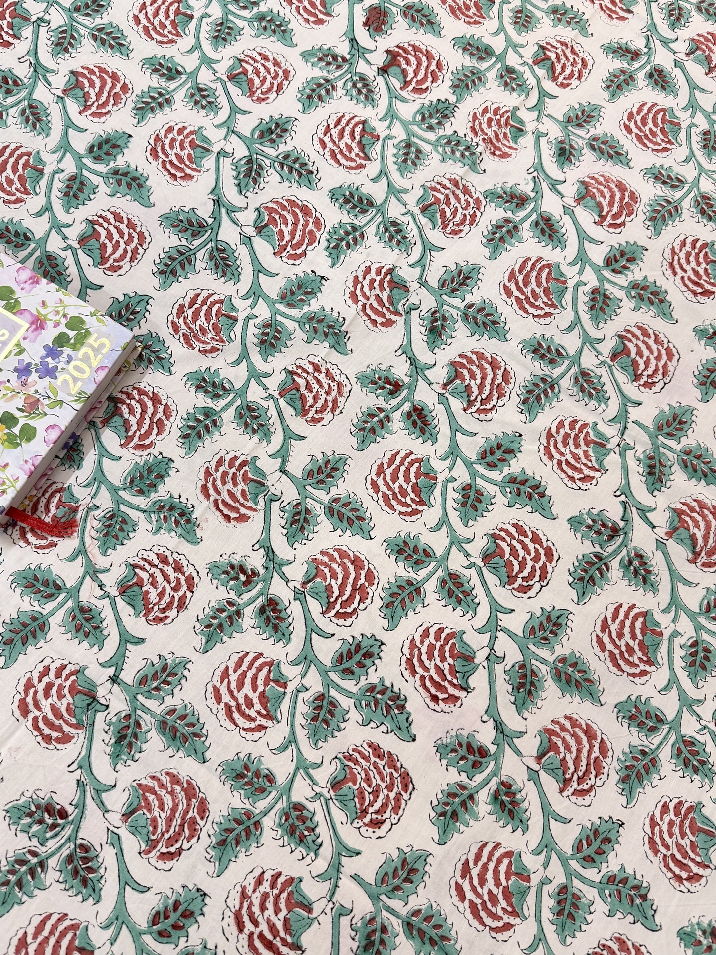 Hand Block Printed King Size Bed sheet: Rose Blooms