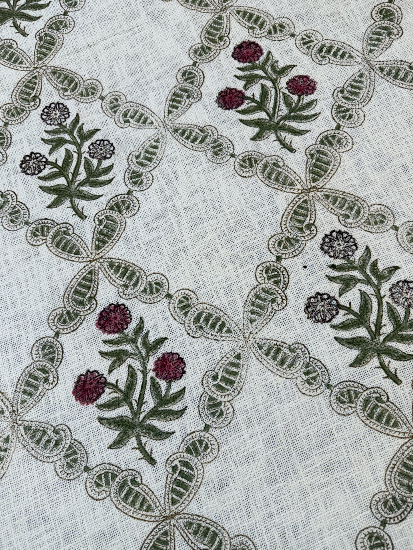 Hand Block Printed TNT Bedcover: Dahlias