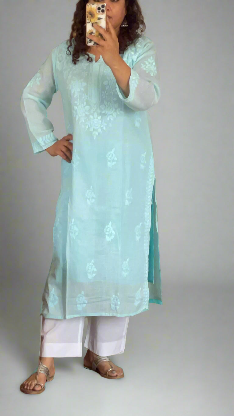 Chikankari Kota Light Pink Kurta