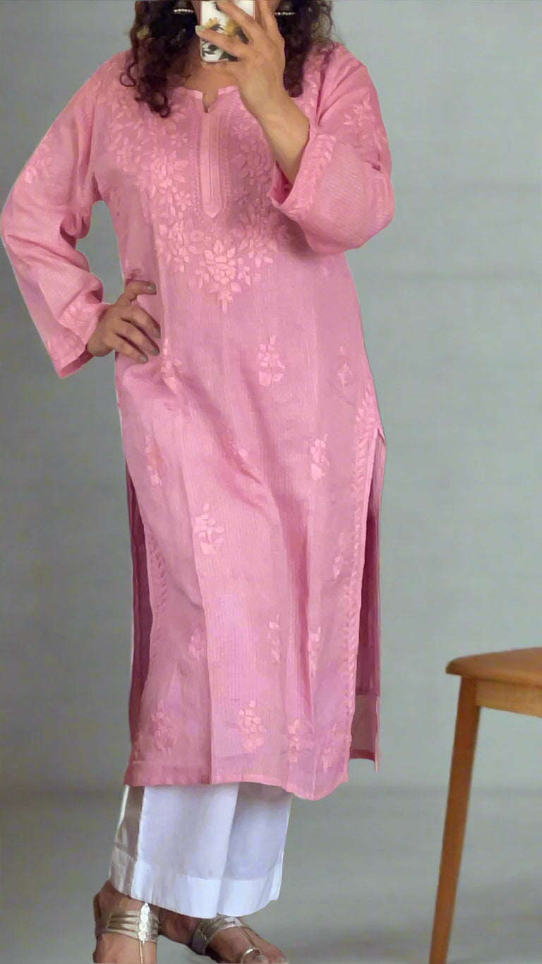 Chikankari Kota Light Pink Kurta