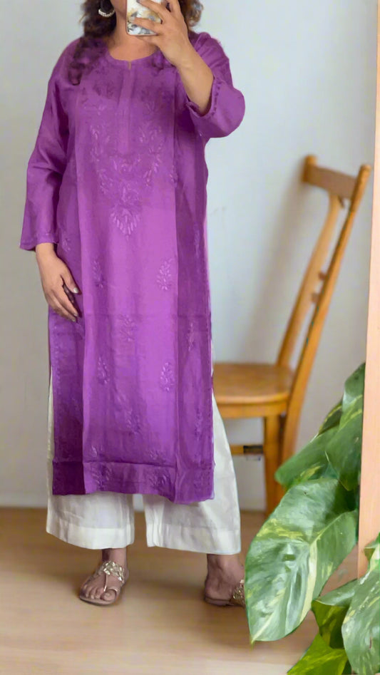 Chikankari Chanderi Kurta