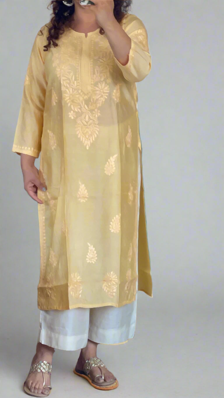 Chikankari Chanderi Kurta