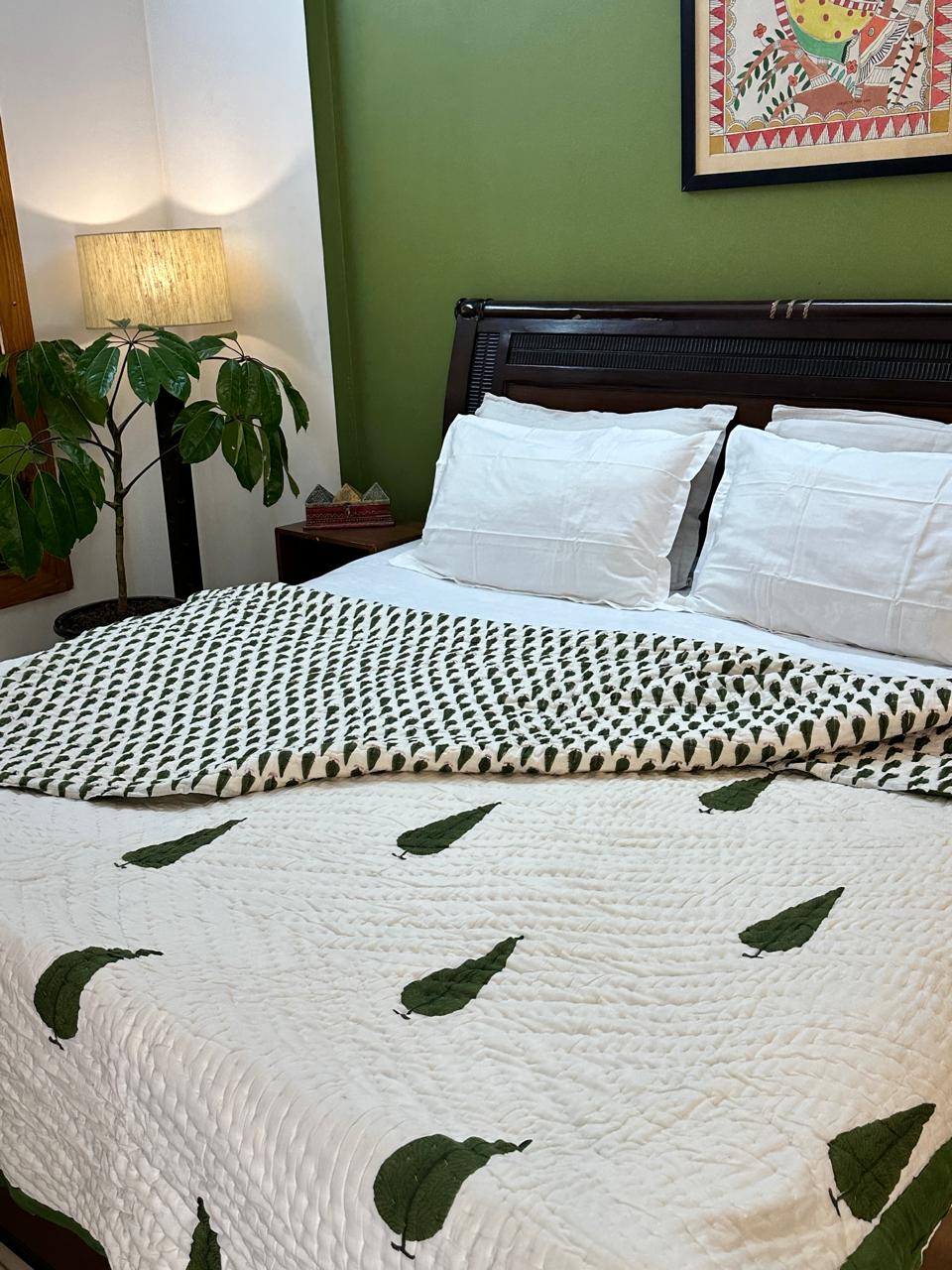 Cypress Hand Block Printed Double Quilt